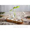 transparent glass bud conjoined vases